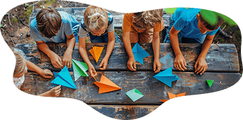 Children with colored planes